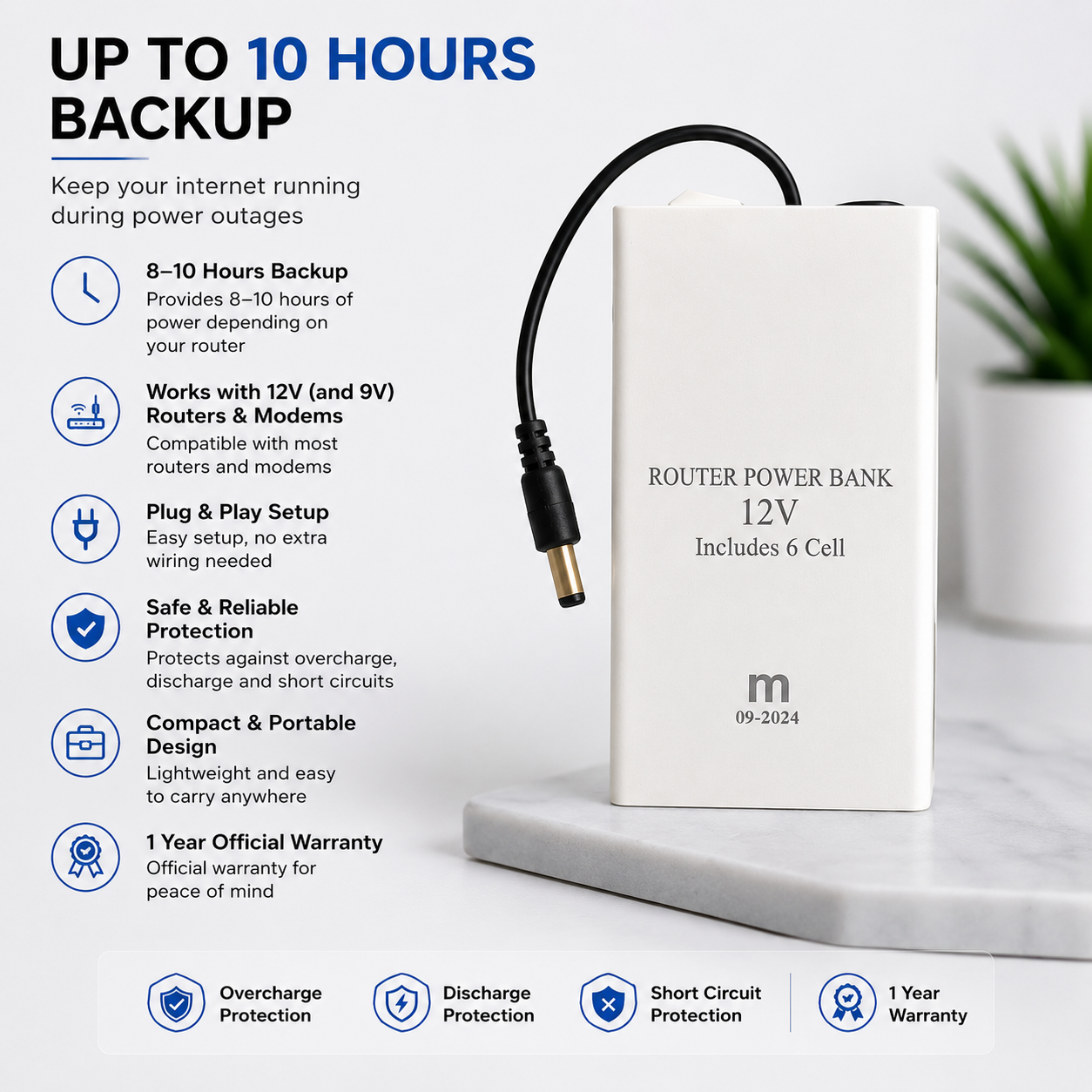 WiFi Router Power Bank (8–10Hrs Backup)