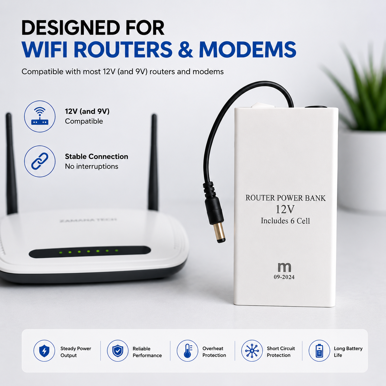 WiFi Router Power Bank (8–10Hrs Backup)
