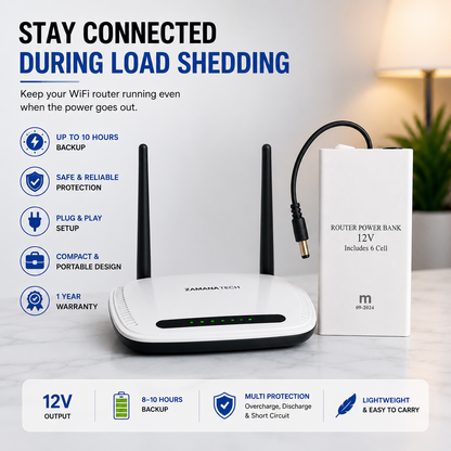 WiFi Router Power Bank (8–10Hrs Backup)